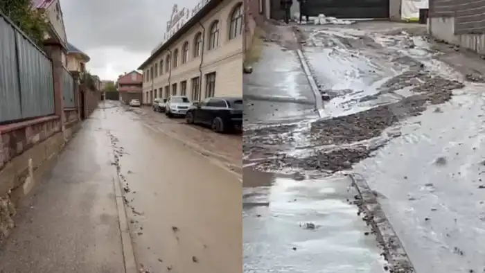 Сильный ливень в Алматы вновь повредил улицу Аманжол, где ранее провалились 13 автомобилей, вызывая недовольство местных жителей, которые жалуются на постоянные проблемы с дорогой после дождя.