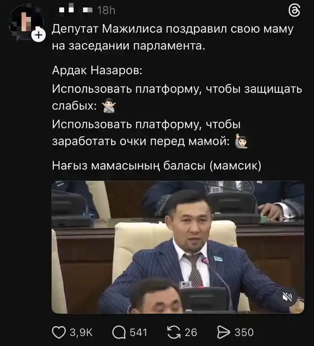 Критика депутата Мажилиса