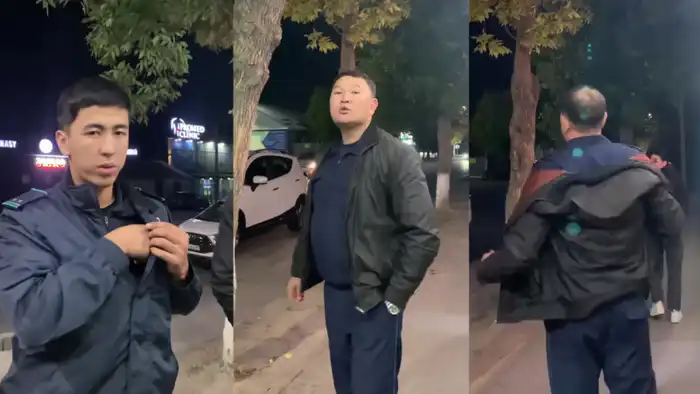 Шымкент: Полицейские и прохожий — кто кого досмотрит?