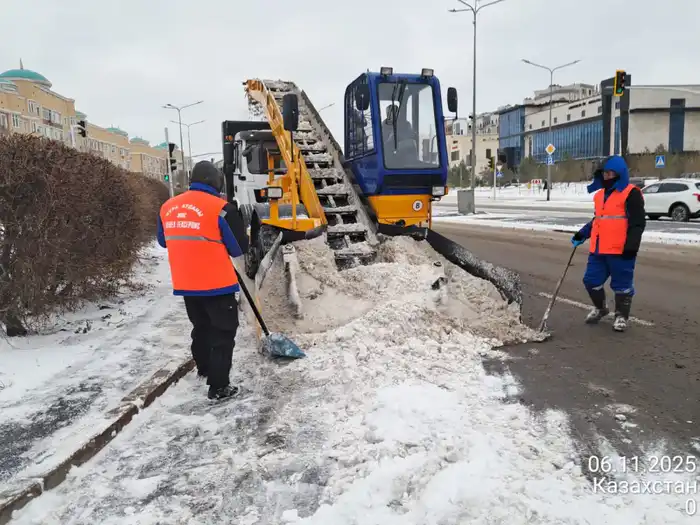 Более тысячи единиц спецтехники задействованы в снегоуборочных работах в Астане ночью (4)