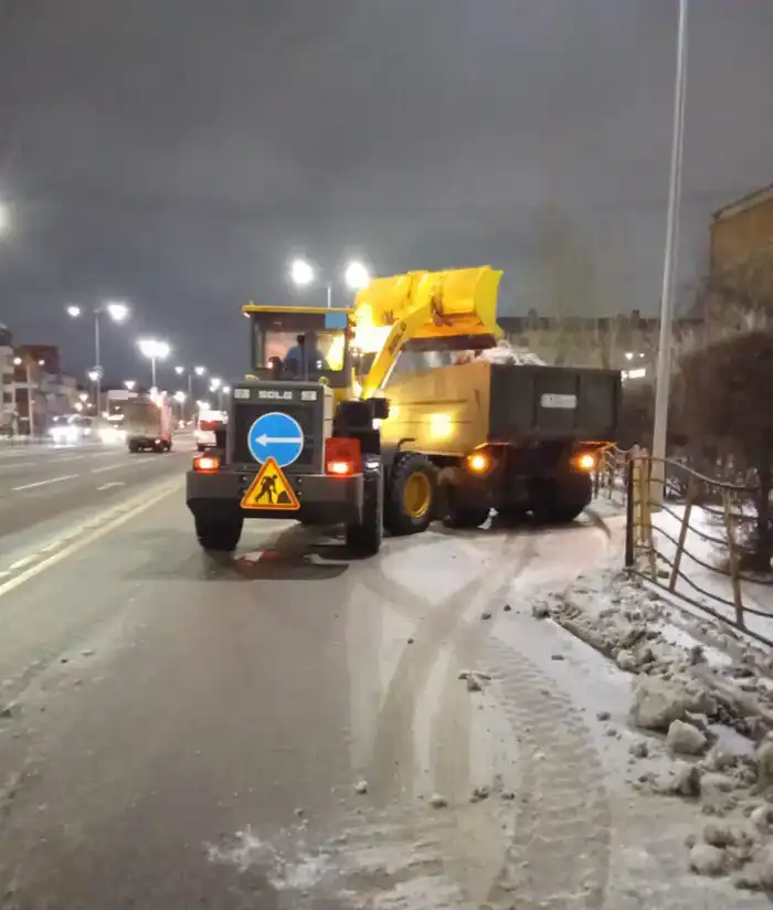 Более 700 единиц спецтехники задействуют в снегоуборочных работах ночью в Астане (3)