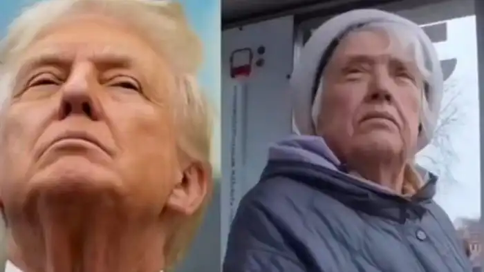 В Пермь сняли на видео пенсионерку, поразительно похожую на Дональда Трампа: видео стало вирусным в сети