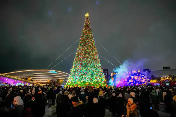 Более 40 новогодних ёлок одновременно зажгли в Астане (2)