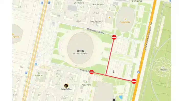 В Астане ограничат движение у «Астана Арены» из-за зажжения новогодних елок