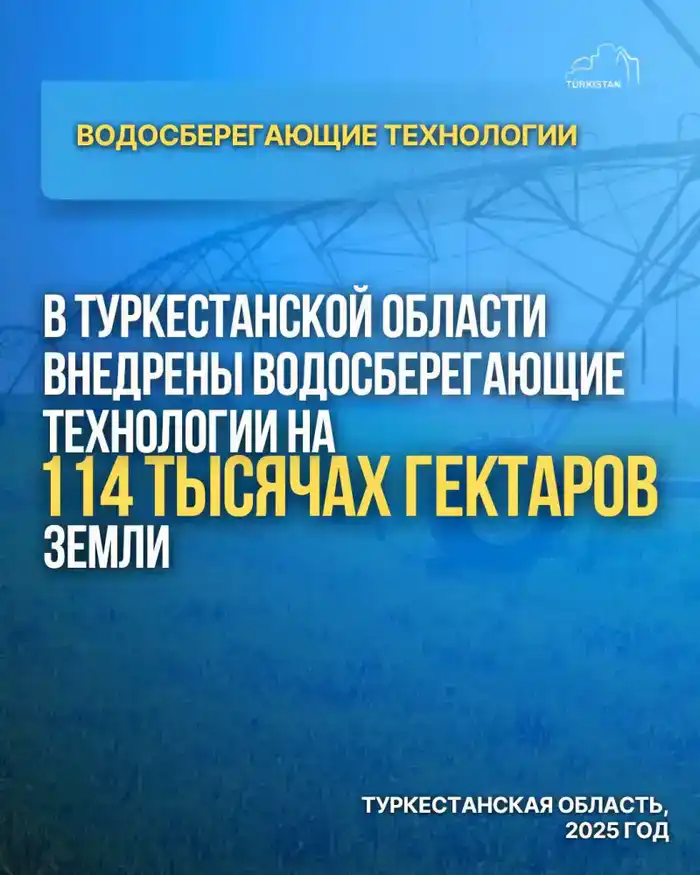 В ТУРКЕСТАНСКОЙ ОБЛАСТИ ВНЕДРЕНЫ ВОДОСБЕРЕГАЮЩИЕ ТЕХНОЛОГИИ НА 114 ТЫСЯЧАХ ГЕКТАРОВ ЗЕМЛИ (2)