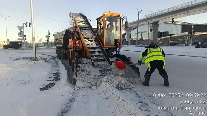 Более 3 000 дорожных рабочих и 1 300 единиц спецтехники задействованы в снегоуборочных работах в Астане (2)