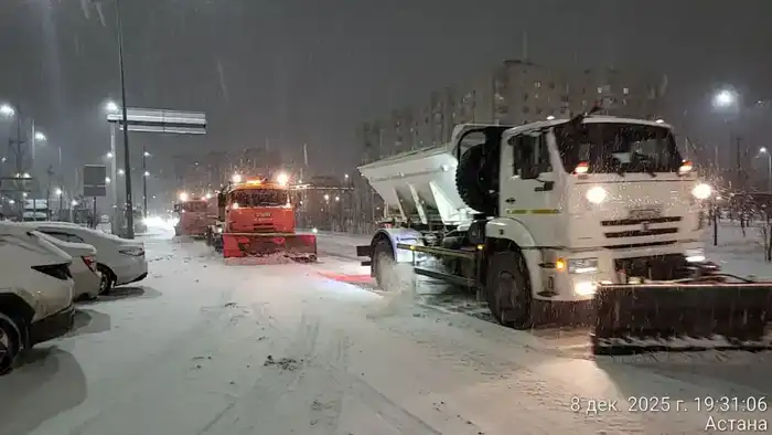 Свыше 1 тыс. единиц спецтехники заняты в снегоуборочных работах ночью в Астане (3)