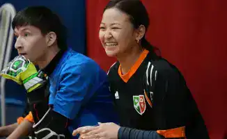 Инклюзивный матч футбольного спорта в Караганде