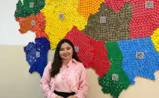 экокарта Казахстана из пластиковых крышек учениками школы-лицея № 48