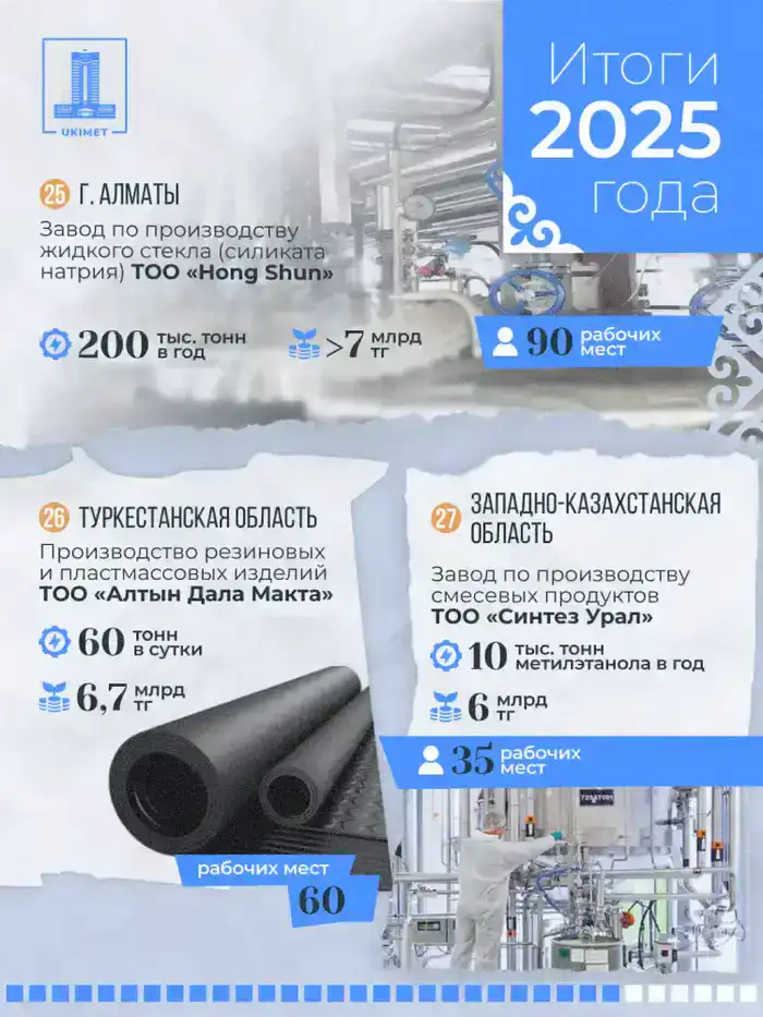 В Казахстане в 2025 году запущено 33 новых промышленных предприятия (8)