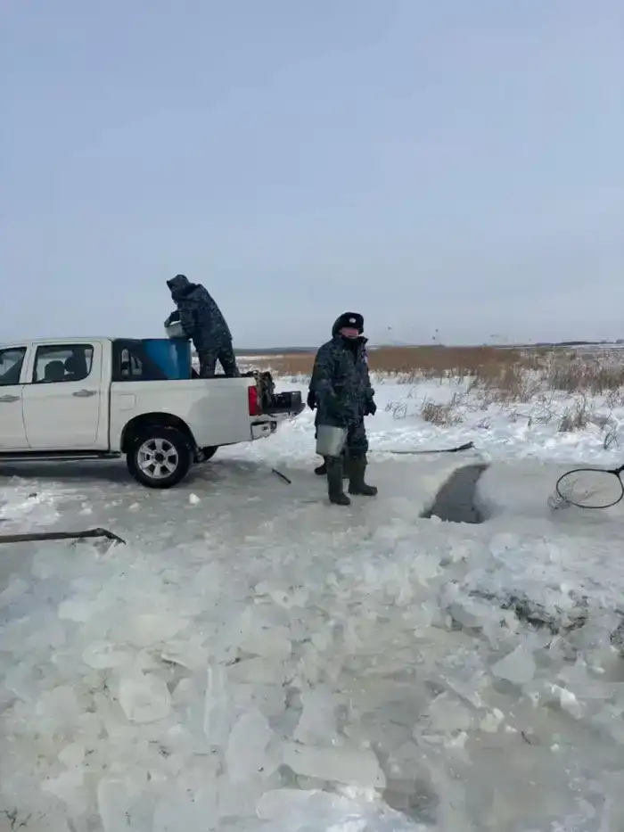 В Северо-Казахстанской области проводятся мероприятия по аэрации озёр с целью предотвращения замора рыбы (3)