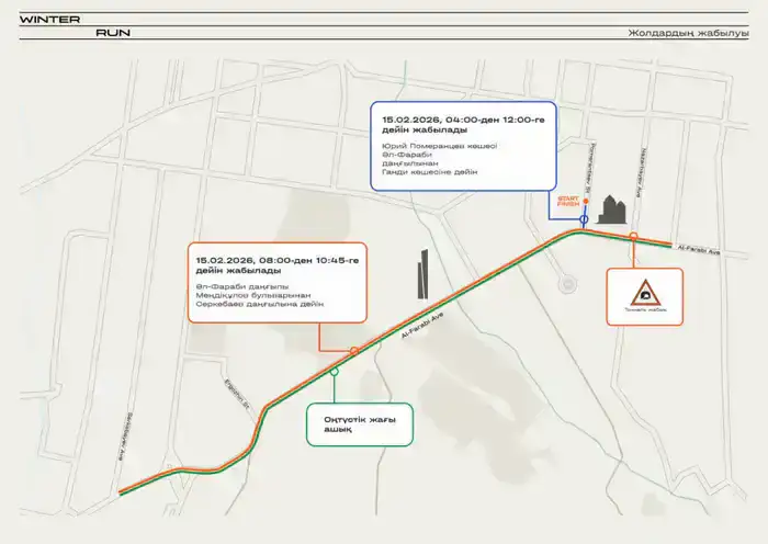Winter Run: 15 февраля в Алматы частично перекроют некоторые участки улиц (2)