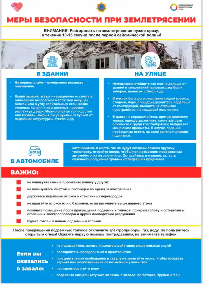 Землетрясение в Астане: эпицентр в 311 км от Алматы, повреждений не зафиксировано