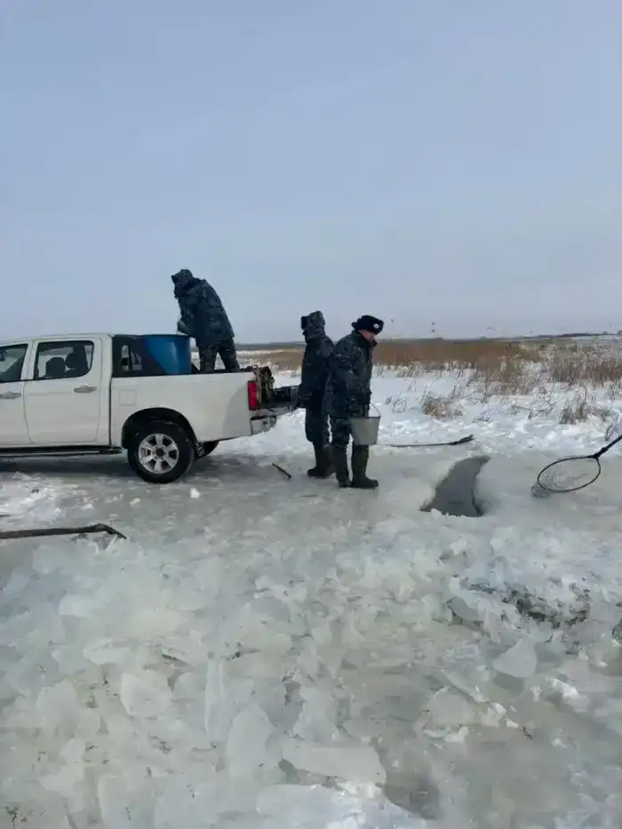 В Северо-Казахстанской области проводятся мероприятия по аэрации озёр с целью предотвращения замора рыбы (4)