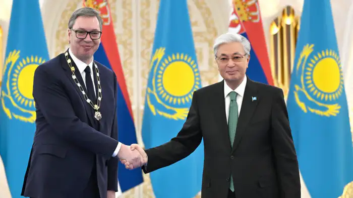 Президент Сербии награждён орденом 'Алтын Қыран' в Астане от Касым-Жомарта Токаева