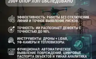Внедрение дронов и ИИ в диагностику ЛЭП в Казахстане повышает эффективность обследования энергосетей