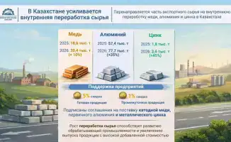 Рост внутренней переработки сырья в Казахстане: влияние на производство и экспорт базовых металлов