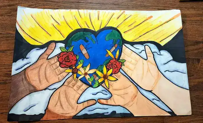 Алматыда оқушылар терроризмге қарсы сурет салды