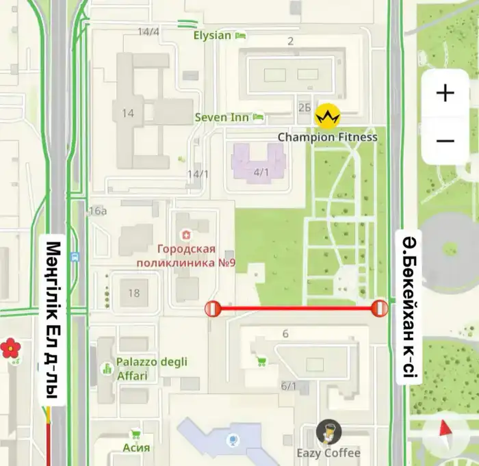 В Астане временно закрыт проезд от улицы А. Бокейхана до поликлиники №9 из-за капитального строительства