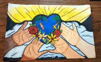 Алматыда оқушылар терроризмге қарсы сурет салды