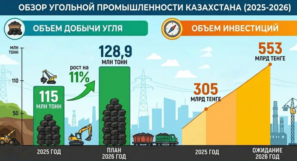 Казахстанская угольная промышленность увеличивает объемы добычи и привлекает значительные инвестиции