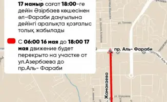 В Алматы временные ограничения движения на улице Жамакаева в связи с ремонтом