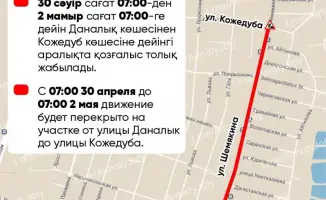В Алматы временное закрытие участка улицы Шемякина: возможные неудобства для водителей и пешеходов